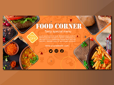 Flex Banner {corel} animation bannerdesign design flexbanner foodbanner foodcorner graphic design illustration logo newillustration vector