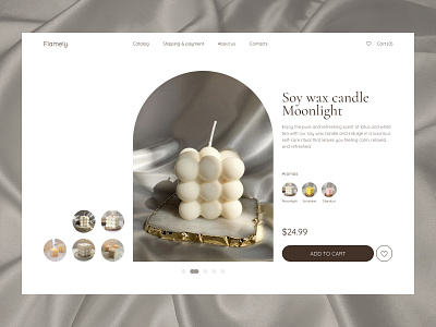 Product page of the online candle store design minimaldesign product page ui uiux design web design