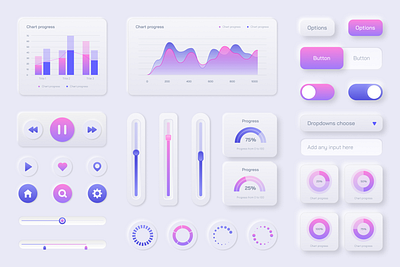 Elements Design 3d bard branding buttons charts clean ui dashboard design elements minimalist progress statistics ui