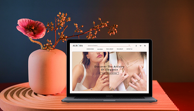 Aurora Jewellery Website Landing Page UI aesthetic chains design earrings jewellery landing page necklaces rings ui website