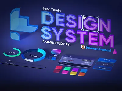 Design System Case Study - Saba Tamin 3d button calendar card chart crm crypto dark dashboard design system element form motion graphics notification tabs textbox ui ui kit web