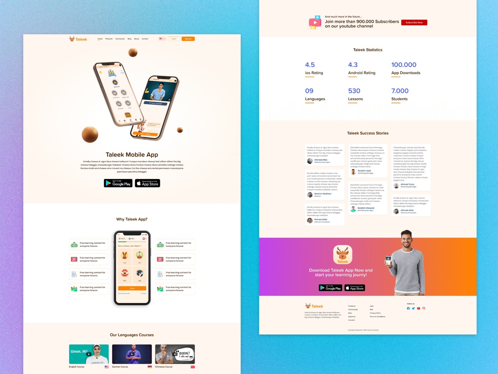 Taleek Website landing page learning ui website design