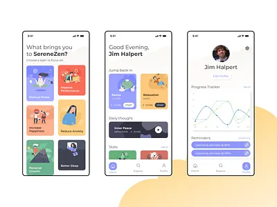 SereneZen (Meditation App) app icon branding concept daily ui design graphic design illustration logo ui vector