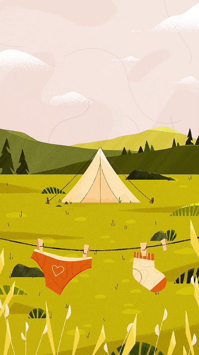 Holidays animation - 1 adobe aftereffects animation camping countryside flat graphic design hiking illustration motion graphics nature photoshop tent texture