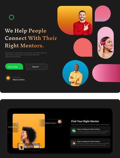 Can find, book and meet mentors Website UI creativedesign uidesign uiux websiteui