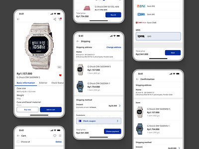 Casio e-commerce app checkout flow casio checkout flow design e commerce g shock mobile app mobile ui payment payment method purchase flow ui ui design