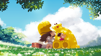 Love Shadow bear character emotional illustration fine day healing art healingart picnic uucare