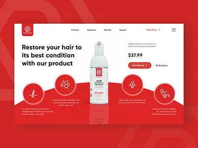 Hair restoration care Beauty Cosmetics E-commerce website design beauty cosmetics design ecommerce hair care online shop product shampoo shop skin care ui ux webflow website