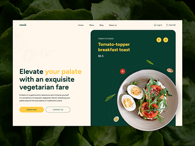 Veggie restaurant website animation branding case study clean design food graphic design grenn illustration logo restaurant salad ui ux vegan webdesign yellow