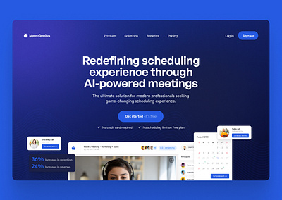 AI-Powered Startup Landing Page ai ai landing page ai startup ai website concept figma design landing page meeting landing page startup landing page web design web design concept