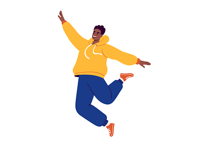 Jumping black people character flat happy illustration jumping vector woman
