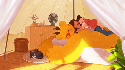 Nap bear character emotional illustration healing bear healingart illustration nap sleep uucare