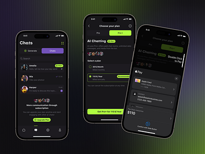 AI Chatting | Chats and Subscription ai artificial intelligence chat chats cyber pay subscribe ui ux