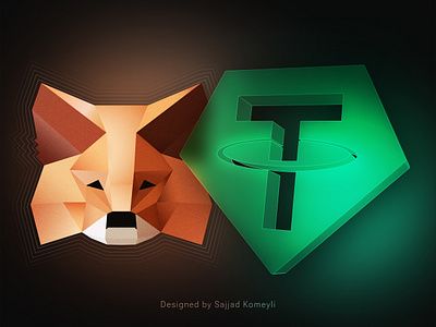 Metamask & Tether 3d 3d design blockchain crypto cryptocurrencies cryptocurrency design digital art featured image figma glass morphism graphic graphic design illustration illustrator metamask photoshop tether vector vector design