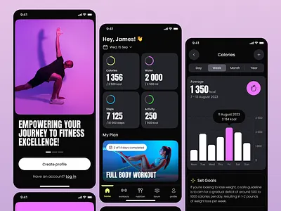 Sport Mobile App Concept clean design clean ui dark design fitness app interface ios ap mobile app sport app statistics steps ui ux