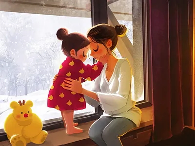 I love you, Mommy. emotional illustration healingart illustration lovely mom uucare
