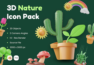 3D Nature Icon Pack app branding design graphic design illustration logo typography ui ux vector