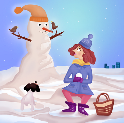 Pauline & Pablo 2 2d animal artwork character character design cute design digital art digital illustration graphic design illustration illustration art illustrator photoshop print winter woman