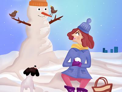 Pauline & Pablo 2 2d animal artwork character character design cute design digital art digital illustration graphic design illustration illustration art illustrator photoshop print winter woman