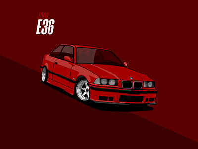 BMW E36 automobile bmw car drift e36 illustration red vector