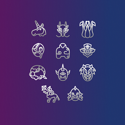 Icon pack UnicoRns: mystical creatures icon pack app branding design figma graphic design icons illustration logo typography ui ux vector