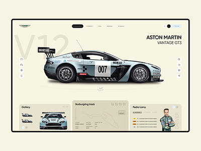 Aston Martin Vantage GT3 astonmartin car design drive graphic design land landig page landing minimalism racing supercar ui