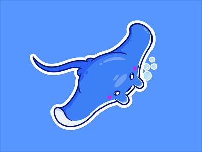 Cute Stingray animal blue cartoon cartoony cute design funny graphic design illustration ilustrator ocean oceananimal sea sticker stickers stingray summer vector water