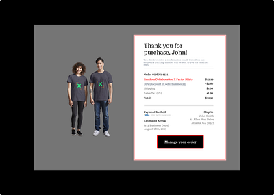 Daily UI #017 (Purchase Receipt) 100daychallenge branding clothing brand daily challenge dailyui design e commerce email receipt follow iconography logo purchase receipt typography ui