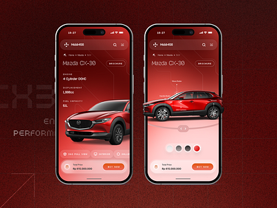 Car Store - Mobile App Concept app application car gradient ios japan logo mazda mobile red rent store ui