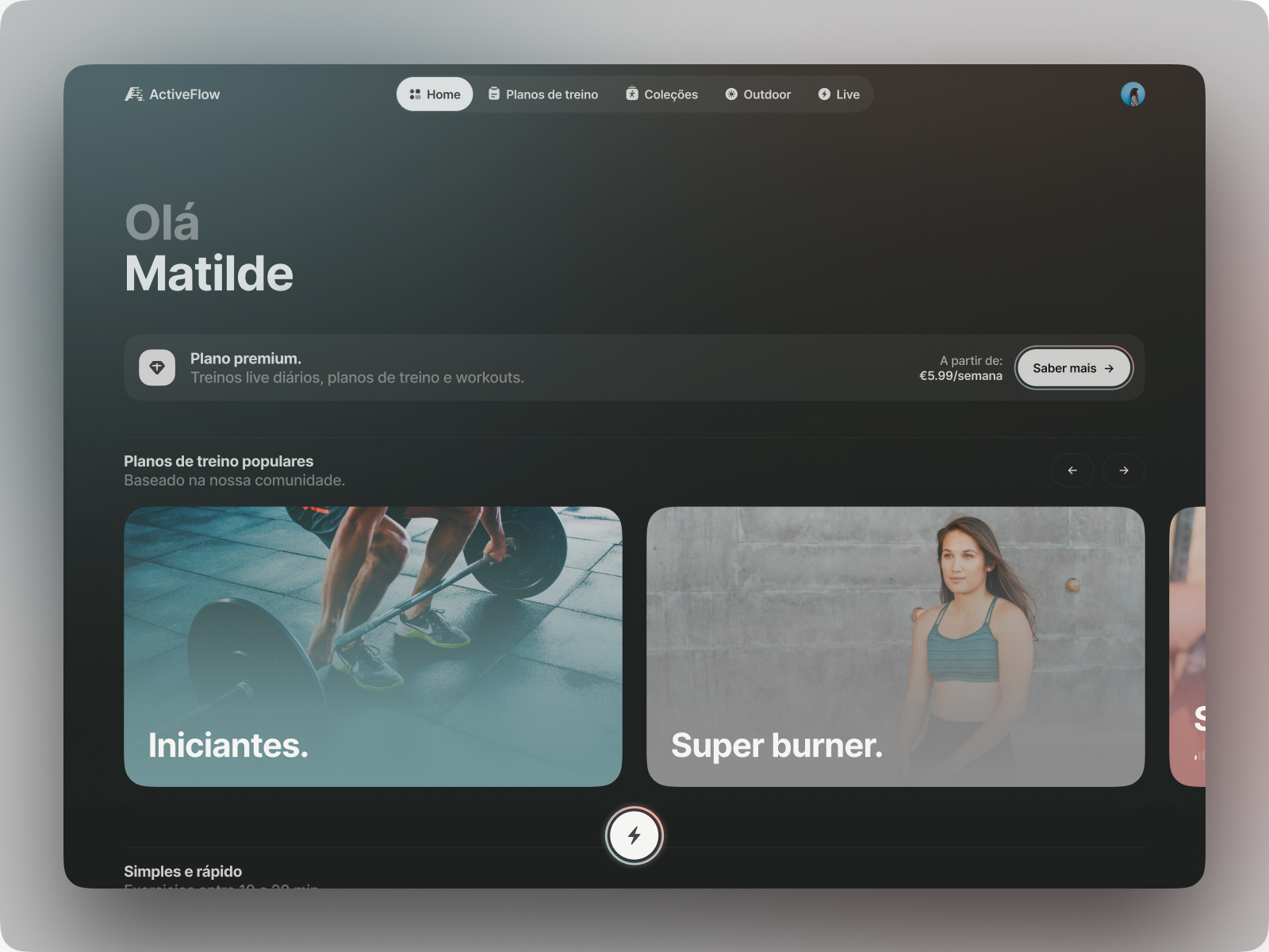Fitness Web App. app clean design desktop fitness significa training ui ux uxui web web app