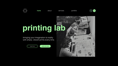 printing lab shots branding contact design footer gallery graphic design hero hero section landing landing page logo navigation typography ui uiux ux web design website