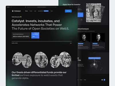 Catalyst - Web3 Landing Page accelerator agency blockchain company landing page crypto landing page founder funding incubates innovators investment landing page investor landing page nft open societies product startup venture capital web design web3 webflow