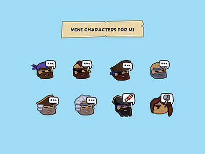 Mini characters for UI narrative game illustration ui vector