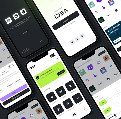 IDEA - AI App Design app design graphic design illustration logo typography ui ux vector