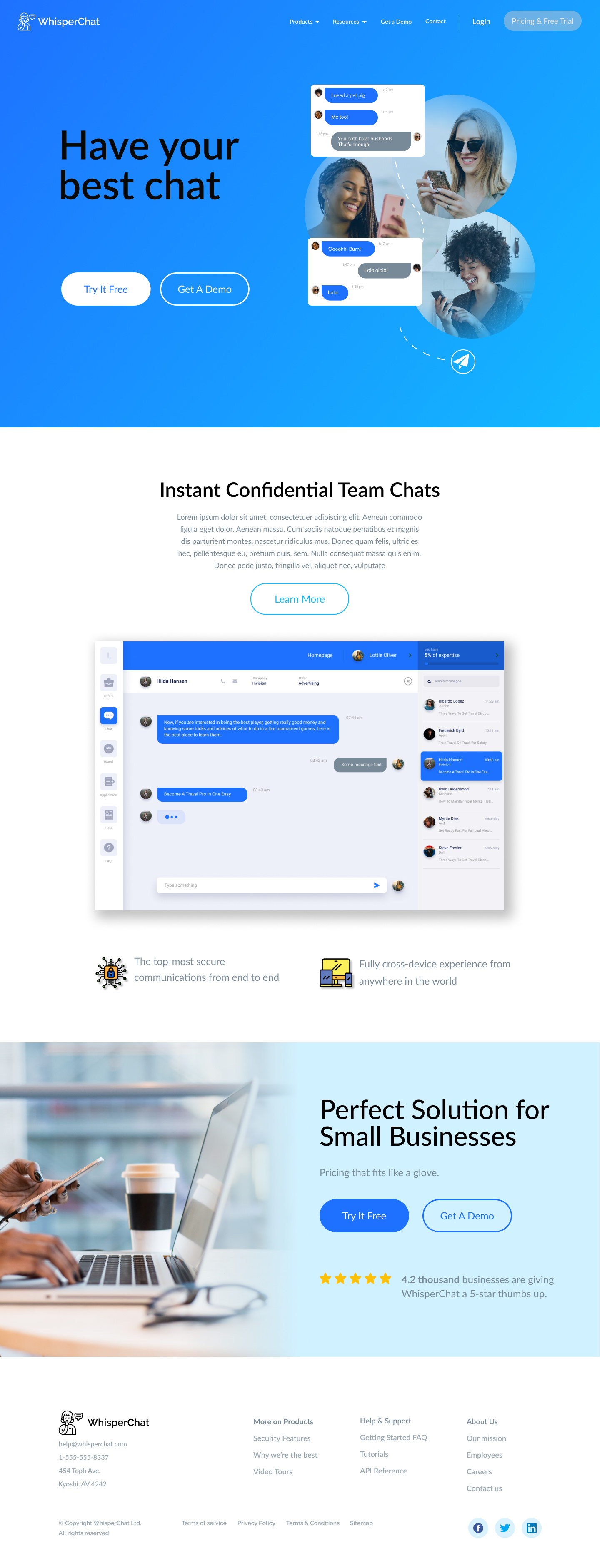 Demo Figma chat app landing page by Justin Sousa on Dribbble