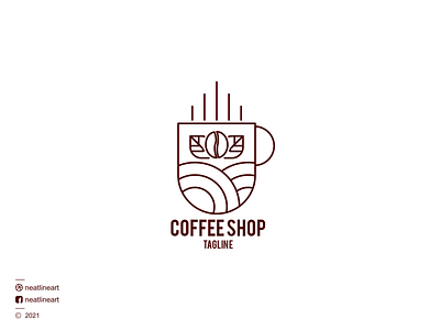 Coffee Shop Line Logo art branding coffee coffee shop design graphic design illustration lineart logo neatlineart ui vector