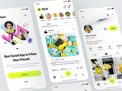 Pipel - Social Media App app design clean community app inspiration minimalist mobile mobile app mobile app design mobile social app modern ui product design social app social media social media app social media app design social media mobile app social media ui social network social platform