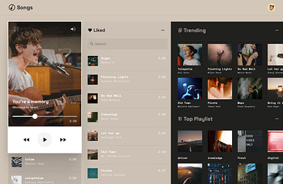 Music Web App app design minimalist music product shot song ui ux web website