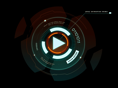 KP__PLAY cyberpunk futuristic hud play button scifi ui ux visual design web design webflow