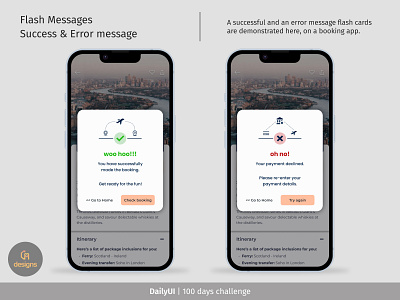 Flash Messages - Success & Error app dailyui dailyuichallenge dailyuiux design designuiux errorscreenui flash messages flashcardsuiux flashmessages flashmessagesuiux graphic design illustration successfullbookingui successscreenui typography ui uiux ux vector