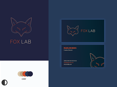 FoxLab logo art business card design digital fox foxlab logo