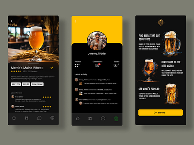 Pages I made for a concept beer app design called "Prost!" app beer design graphic design ui