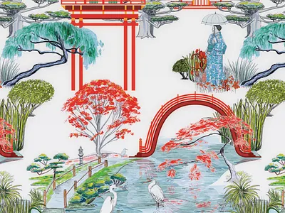 The SF Garden illustration wall paper