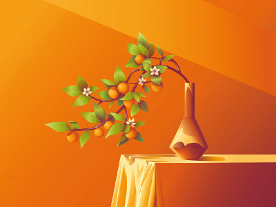 Orange branch graphic design illustration oranges stilllife vector