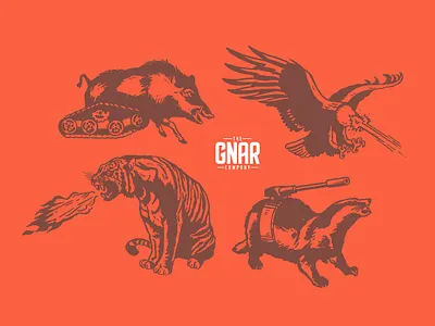 Gnar Beast Illustrations beasts boar eagle illustration illustrations mongoose tiger