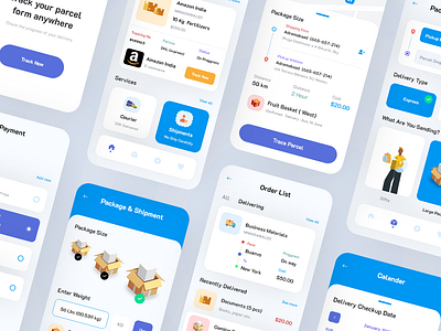 Delivery Application android booking box courier courier service delivery delivery management design ecommerce illustration interface logistic package tracking product shipment shipping toglas track transportation transportation app