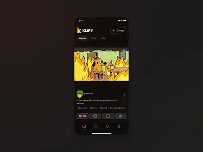 KLIPY - Clips & Memes Platform animation app design clips app clips platform interaction memes mobile app motion graphics ui video app video editing app
