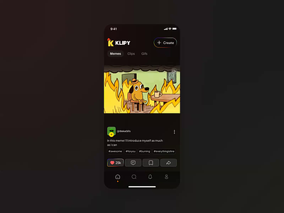 KLIPY - Clips & Memes Platform animation app design clips app clips platform interaction memes mobile app motion graphics ui video app video editing app