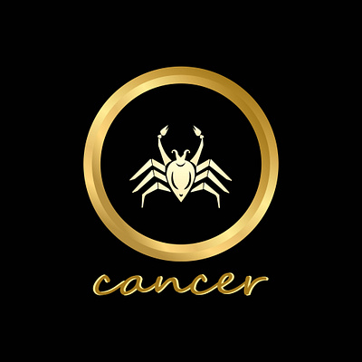 golden logo of the zodiac sing cancer branding design graphic design illustration vector