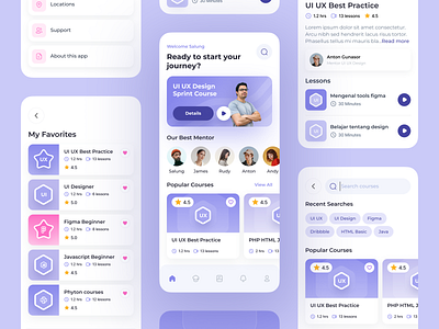 Online Course App - More Screens app app design course design designer dribbble dribbbleshot figma illustration lessons mobile online course platfrom popular salung ui ui design ui ux uiuxdesign